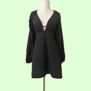 sz: S, black cotton open back long sleeve dress by Free People